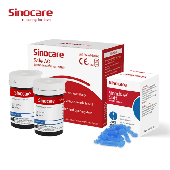 Sinocare diabetes glucometer kit 50 pçs tiras de açúcar no sangue dispositivo monitoramento medidor de glicose no sangue monitor