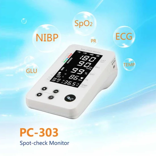 Monitor de pressão arterial Lepu 4,3 polegadas SpO2 Pr NIBP Temp ECG Monitor de glicose no sangue com verificação de ponto do paciente com aplicativo de smartphone gratuito